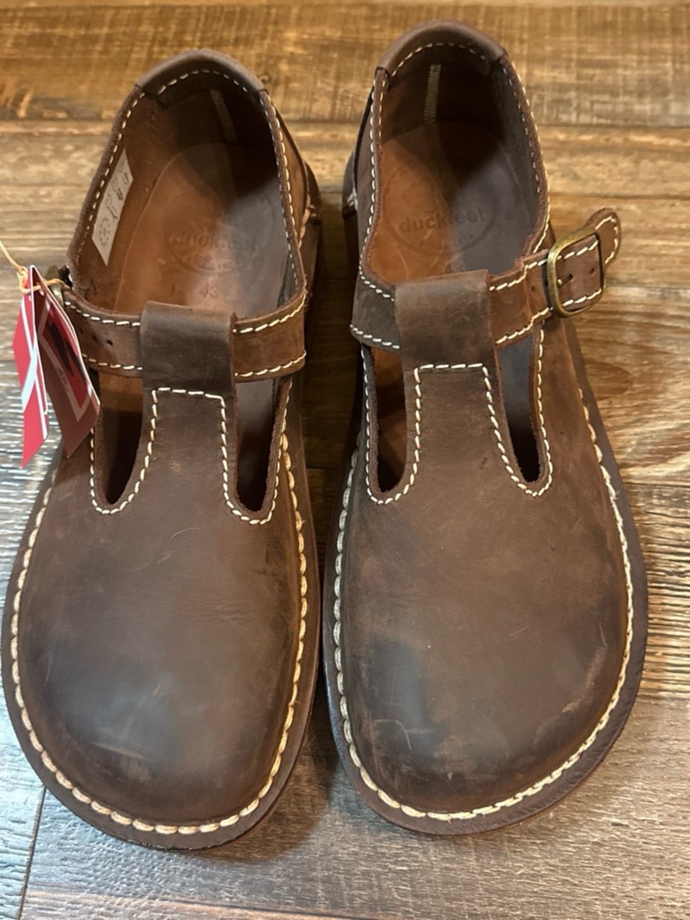 Duckfeet Women’s Brown Leather T-Strap Clog Mule with Adjustable Buckle